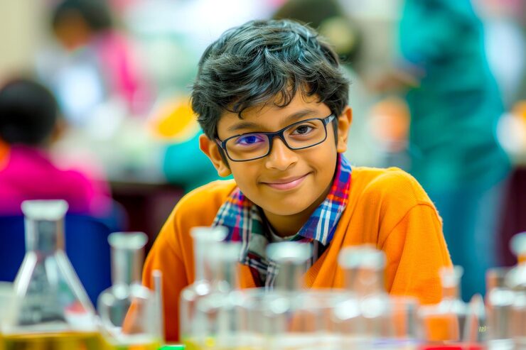 Students in a science lab session